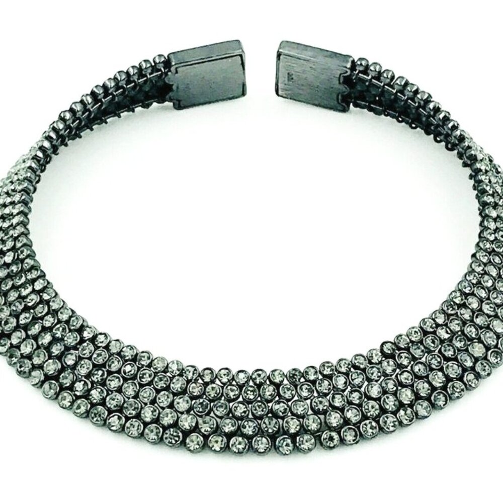 JOAN BOYCE SPRING INTO FABULOUS NECKLACE COLLAR GRAY GREY CZ CRYSTAL RHINESTONE